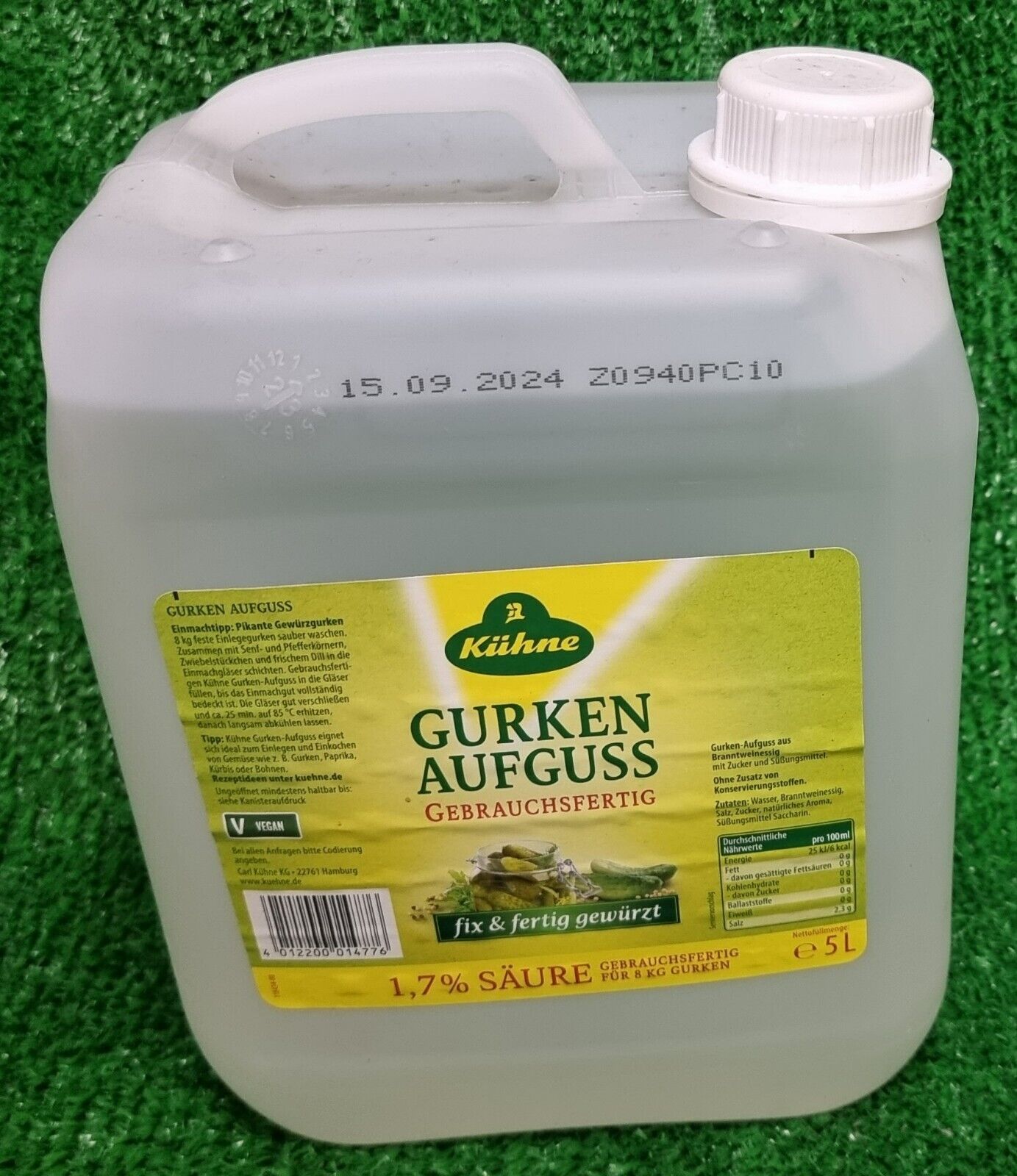 (2,90€/l) 5 Liter Kühne GURKENAUFGUSS fix & Fertig Gebrauchsfertig Versand €