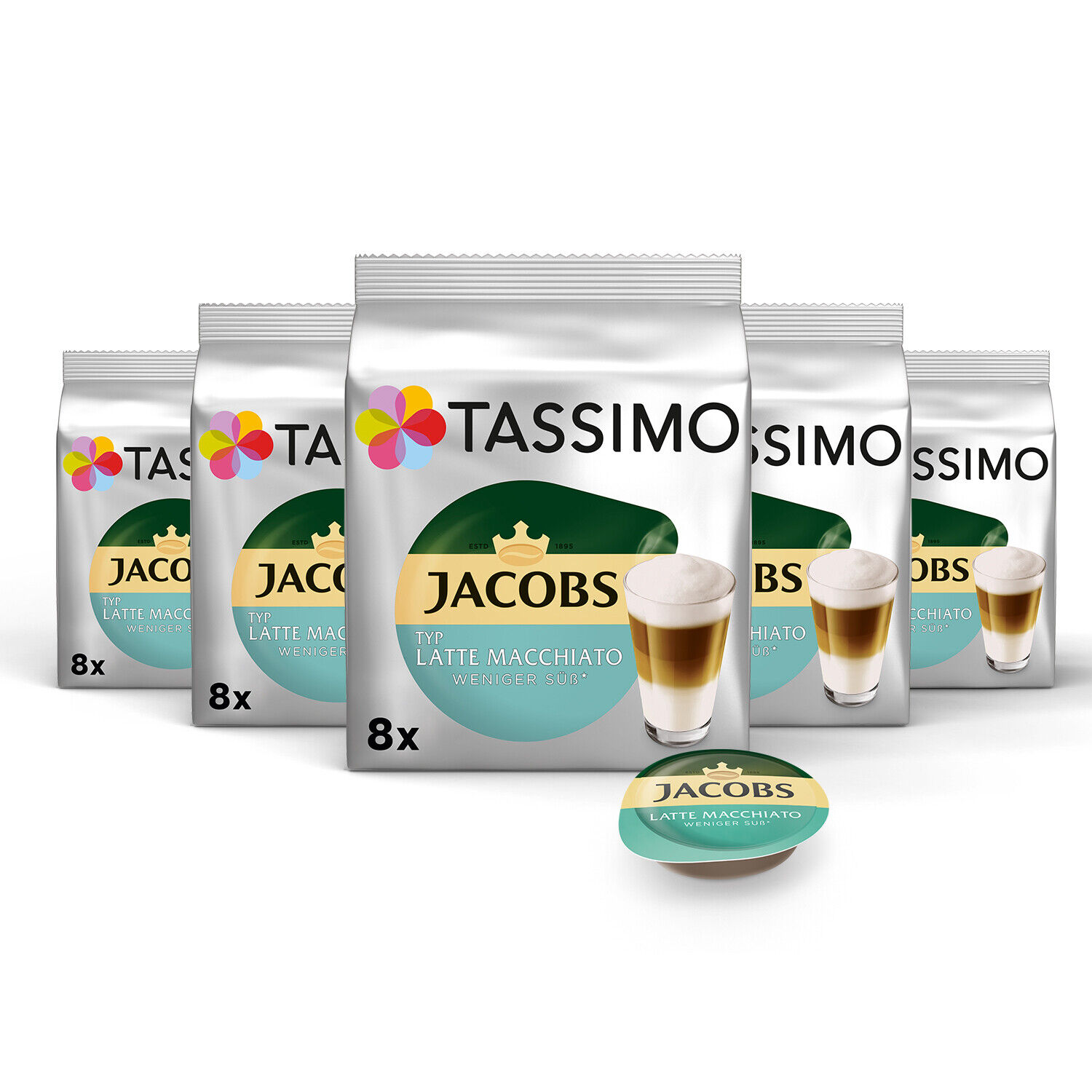 TASSIMO Kapseln Typ Latte Macchiato Weniger Süß Discs 40 Getränke Kaffeekapseln