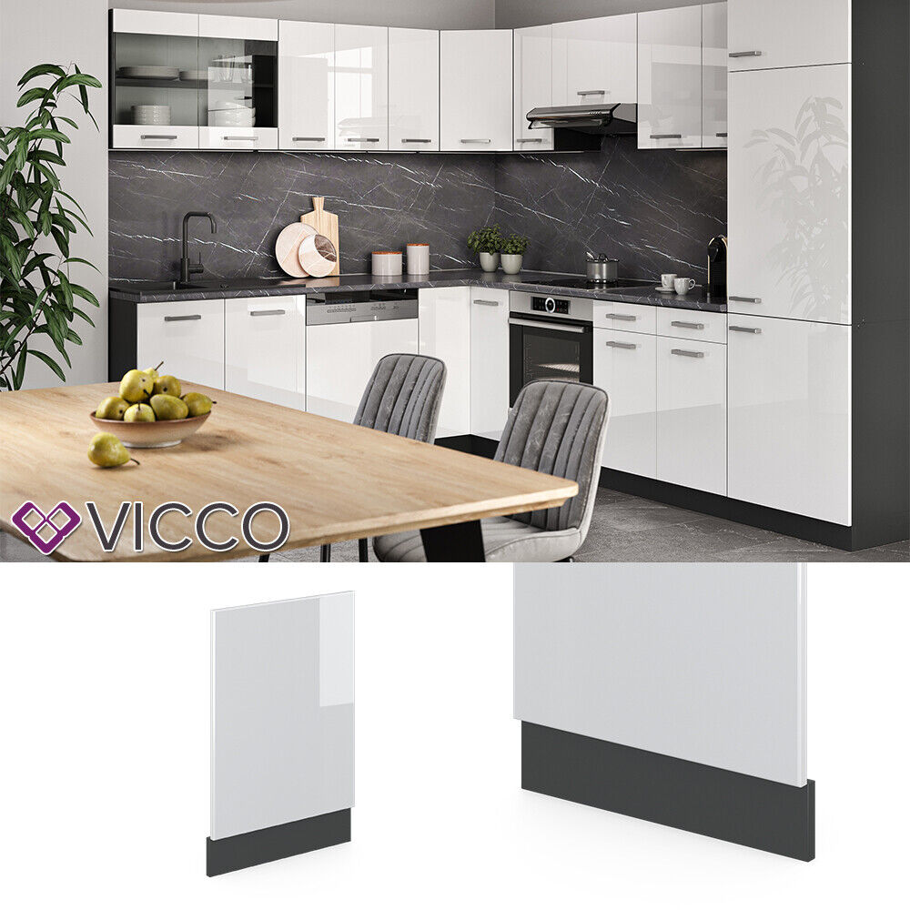 Küchenschrank Geschirrspülerblende 45 cm R-Line Weiß Hochglänzend Vicco