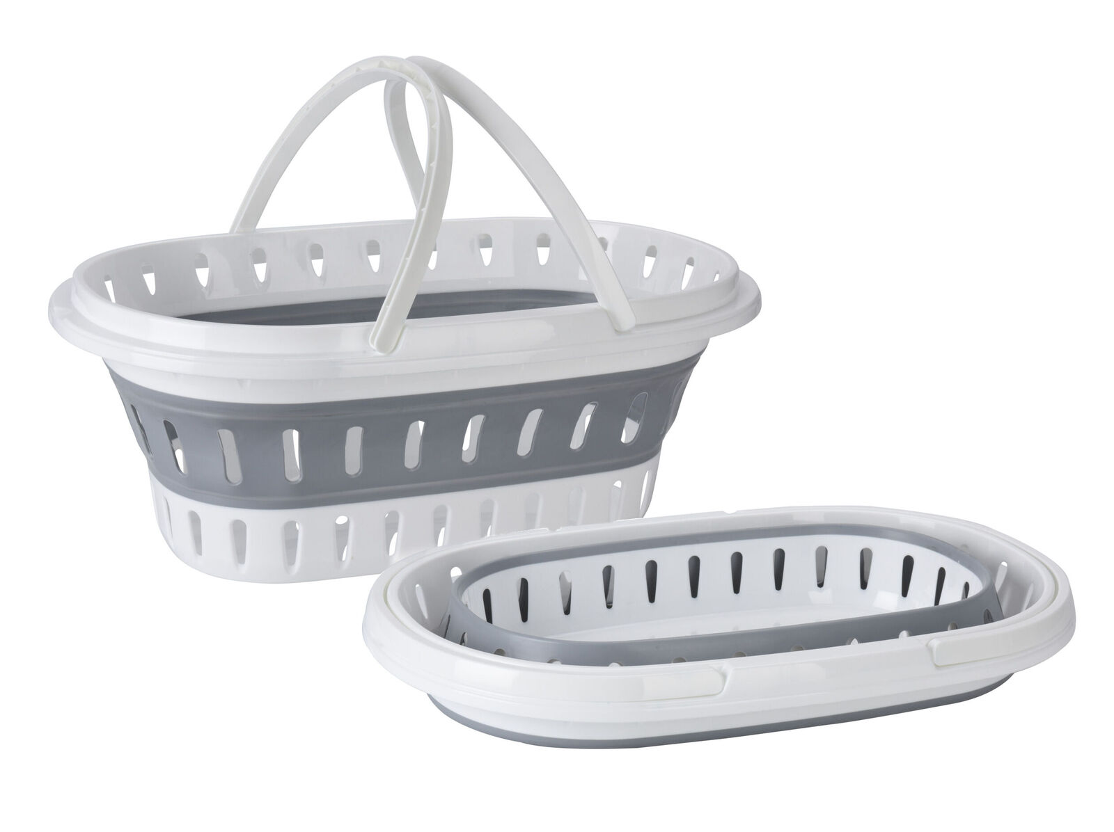 Wäschekorb faltbar - 58cm - Silikon Wäsche Einkauf Picknick Wanne Box Korb Griff
