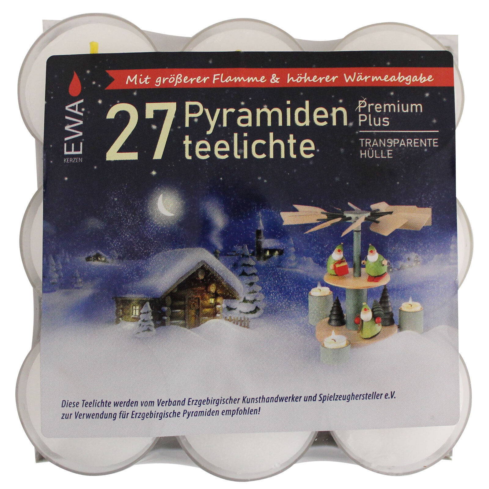 24er Pack Pyramidenteelichte mit transparenter Hülle (24 x 27 Stück)
