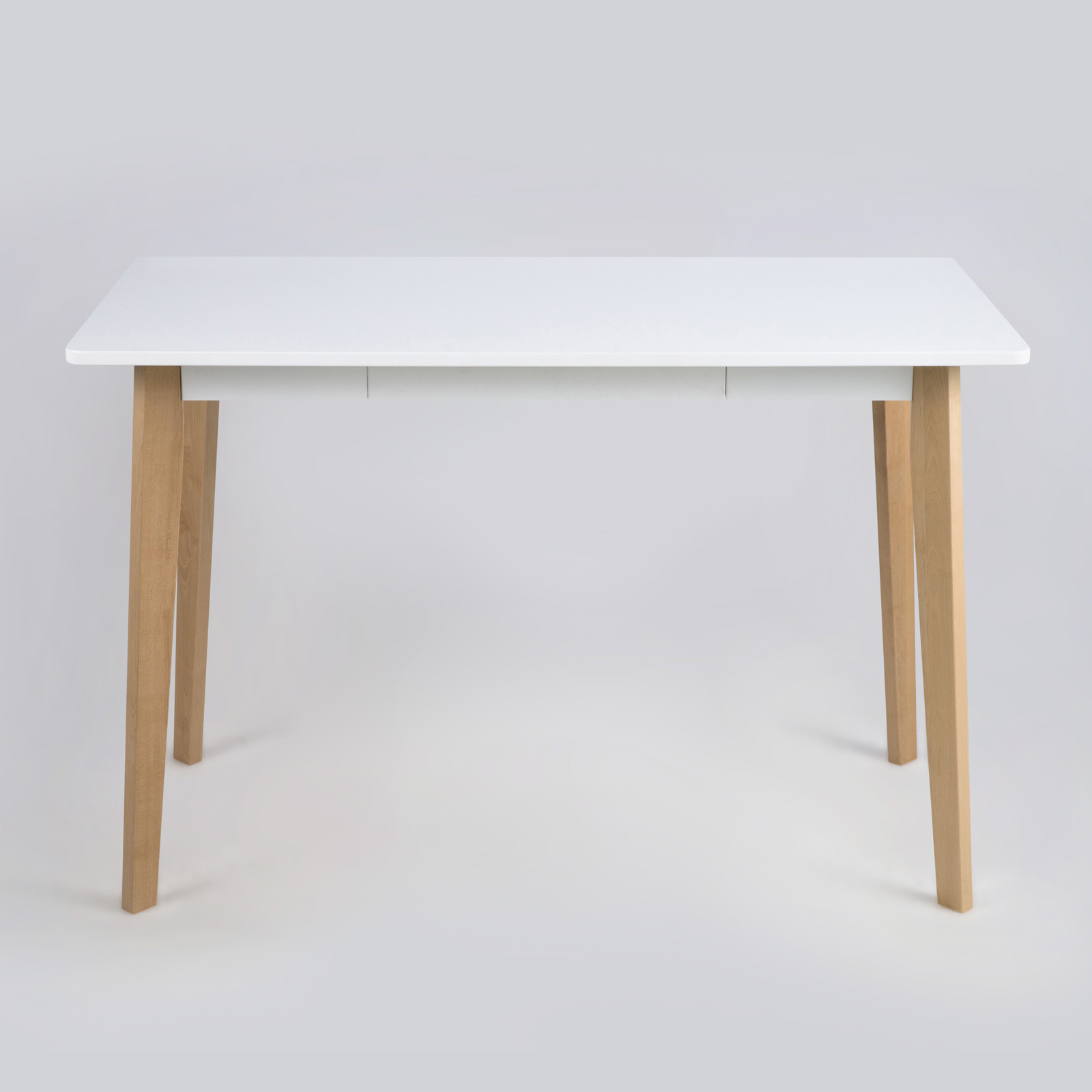 Schreibtisch Raven 117x58 cm Büro Arbeitstisch in Birke und weiß lackiert Retro