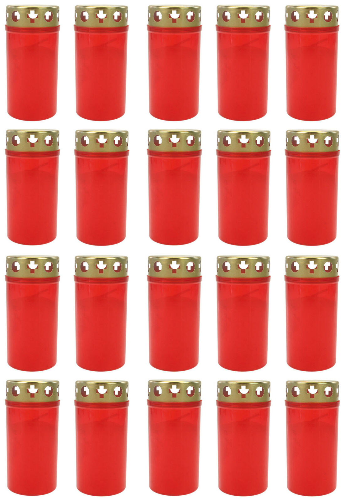 20x Grablicht Brenner Nr. 3 Rot mit Deckel Grabkerzen Grablichtkerze Trauerlicht