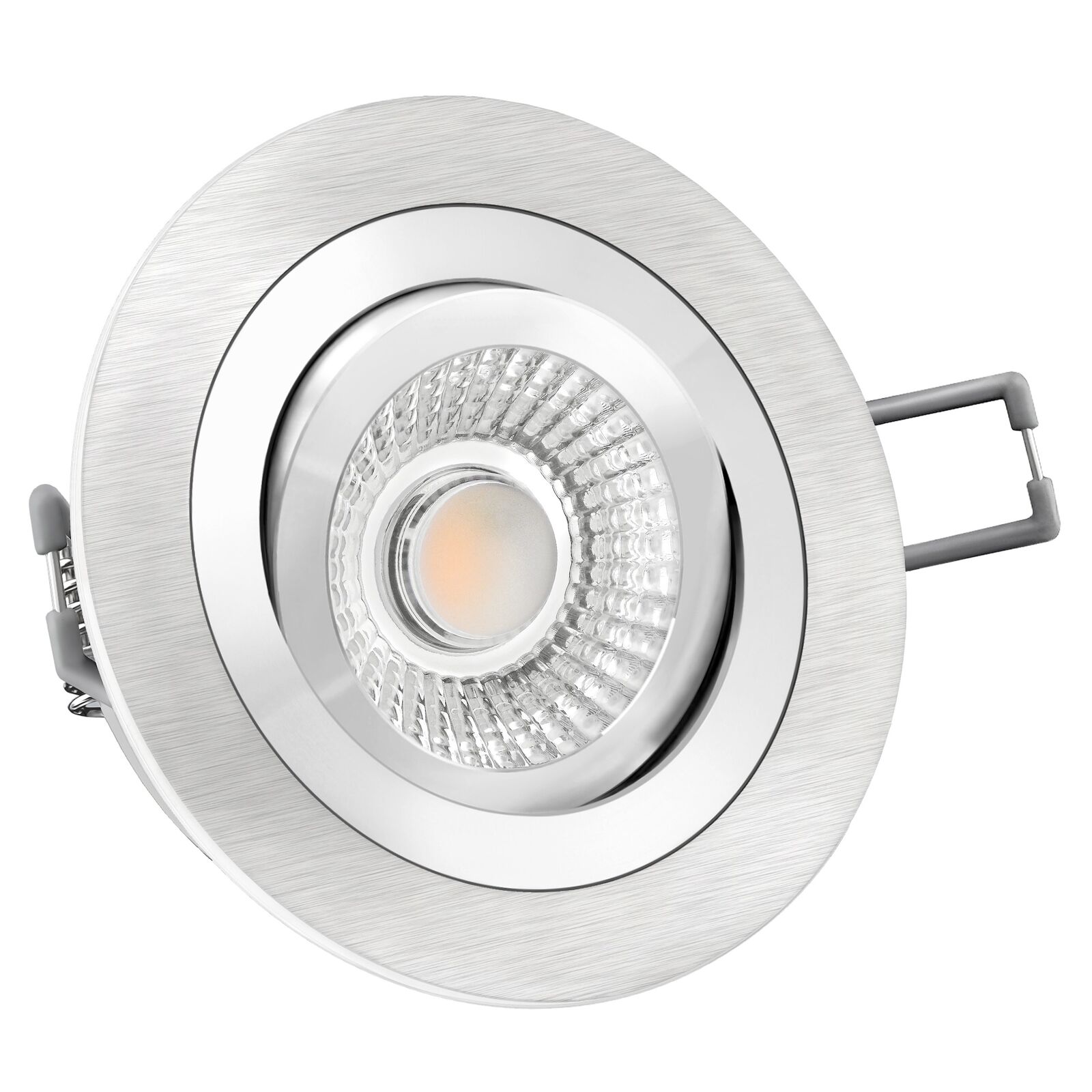 RF-2 LED-Einbauspot rund flach Alu schwenkbar 230V 6W warmweiß 2700K dimmbar