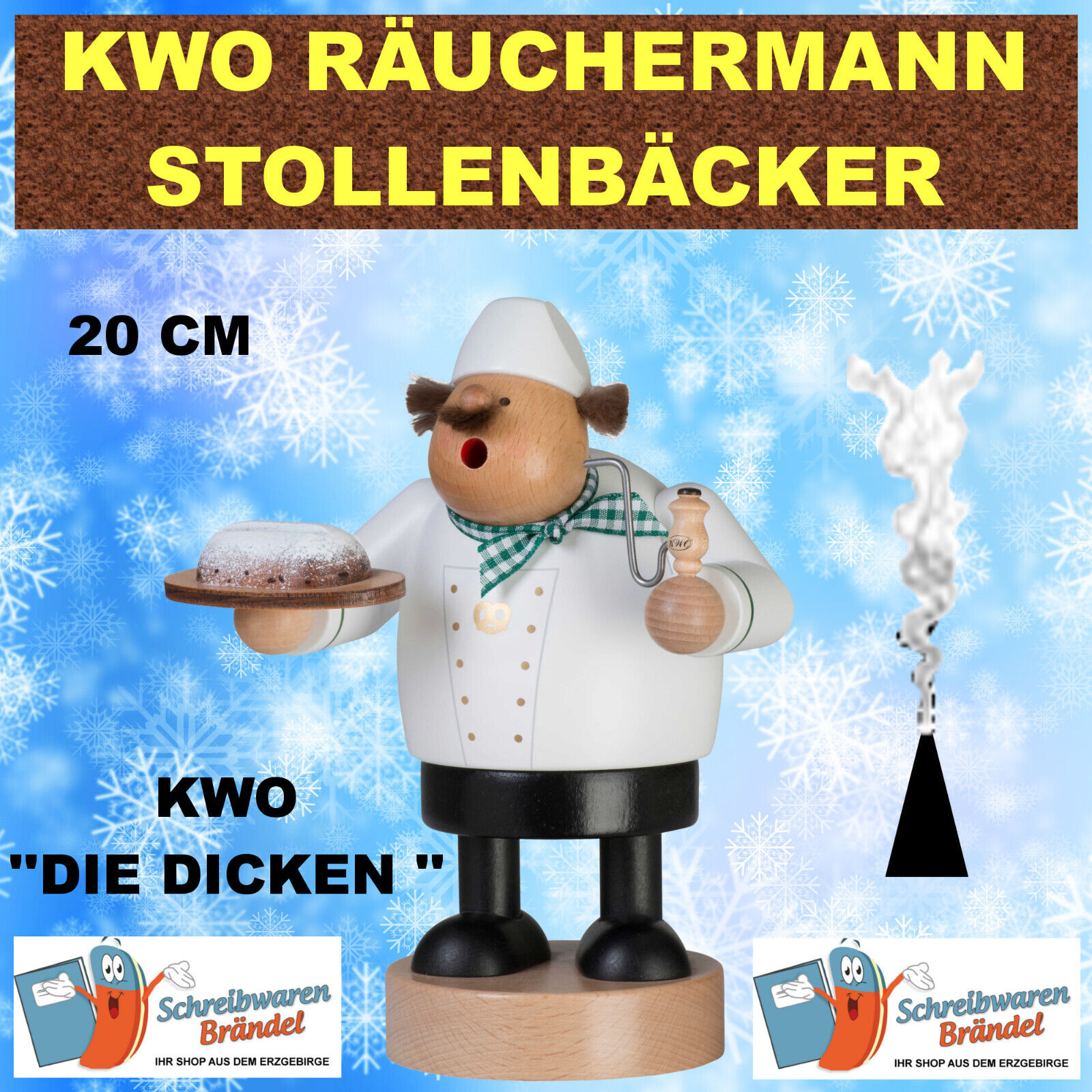 KWO RÄUCHERMANN STOLLENBÄCKER - RÄUCHERFIGUR FÜR RÄUCHERKERZEN DIE DICKEN 21478