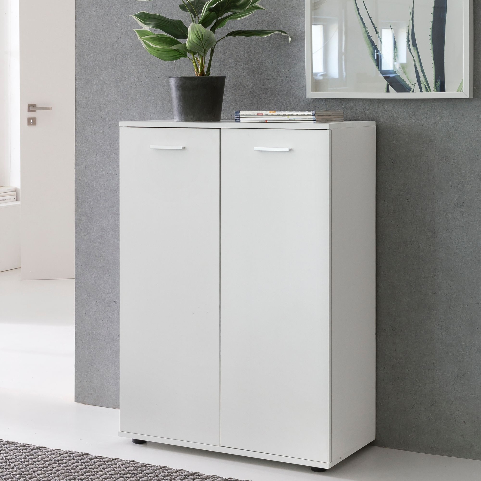 FineBuy Kommode Anrichte Sideboard Holz Flurschrank mit Türen Flurmöbel Modern