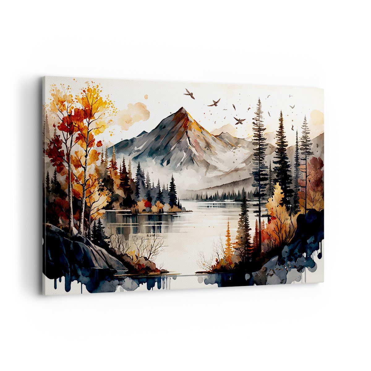 Wandbilder 120x80cm Leinwandbild Natur Sicht Berge Groß XXL Bilder Art Wanddeko