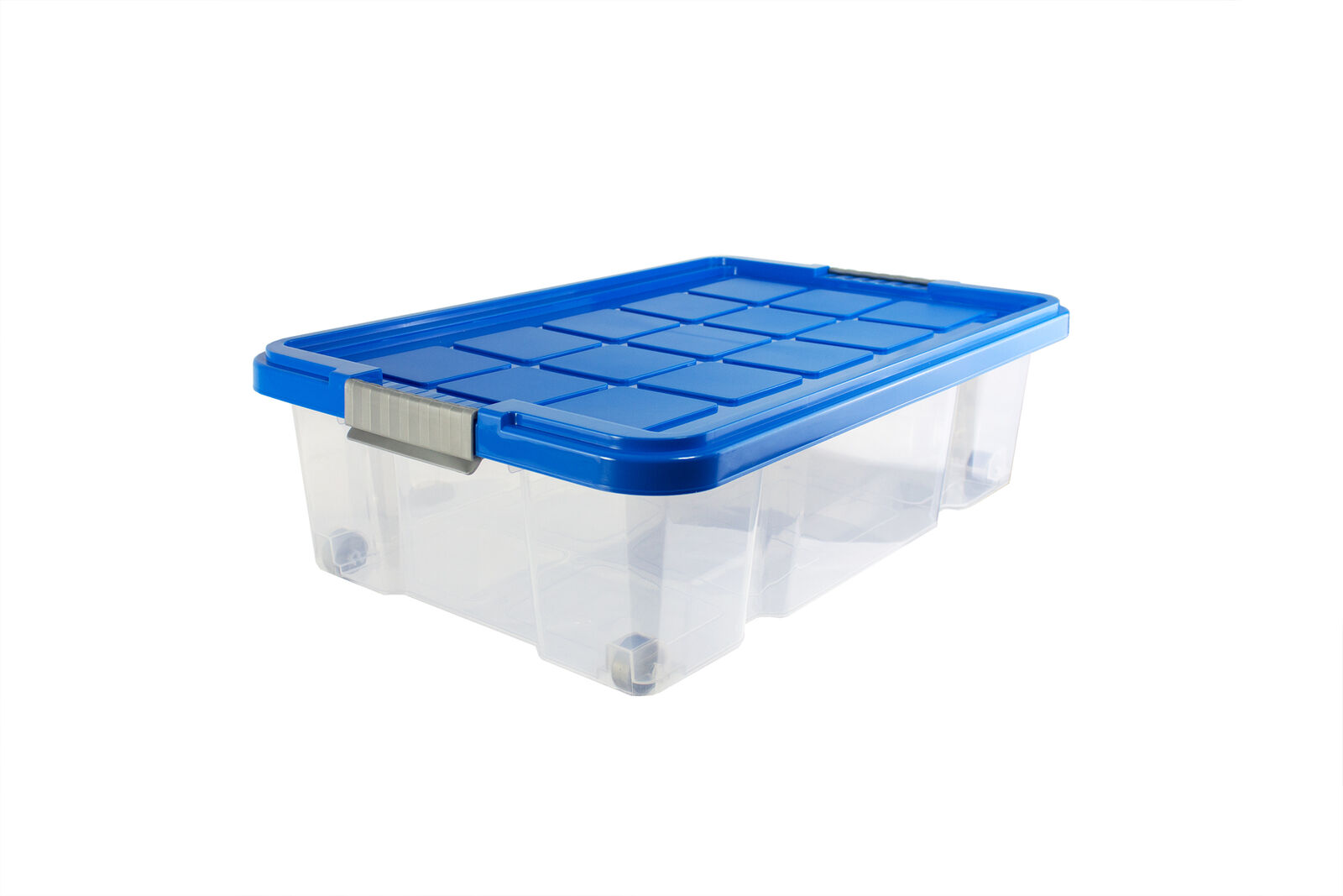 Unterbettbox mit Rollen 60x40x18 cm Aufbewahrungkiste Kommode Deckel azurblau