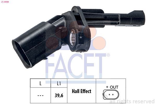 FACET 21.0009 Sensor, Raddrehzahl für AUDI SEAT SKODA VW