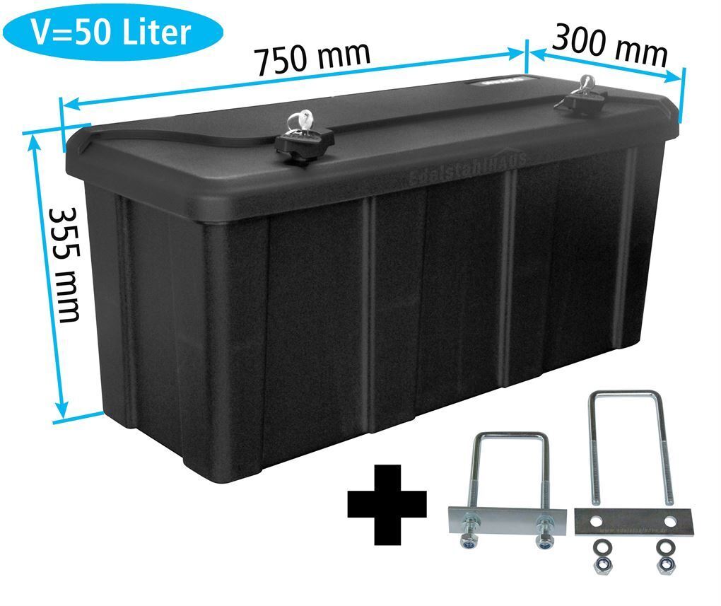 Deichselbox m. Montagesatz 750x300x355mm, Staubox, Blackit L Daken B50-2+MON4002