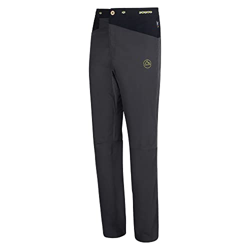 La Sportiva M Machina Pant Grau - Atmungsaktive Technische Herren Kletterhose, Größe L - Farbe Carbon - Lime Punch