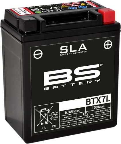 Bs Battery 300673 Btx7L Agm Sla Motorrad Batterie, Schwarz