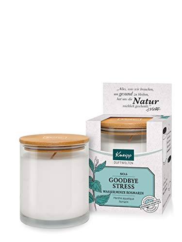 Kneipp Duftkerze No. 6 Goodbye Stress - Stimmungskerze Mit Natürlichen Ätherischen Ölen Aus Rosmarin & Wasserminze - Frisch, Aktivierend - Inkl. Wiede
