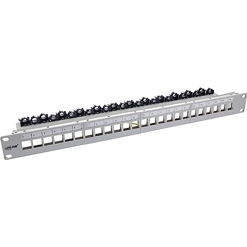 Inline® Patchfeld 24-Fach, Keystone Leerblech Patchpanel, 19", 1He, Lichtgrau Ral7035