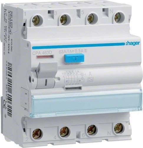 Hager Cpa463D Cpa463D Fi-Schutzschalter A 4Polig 63A 0.3A 400V