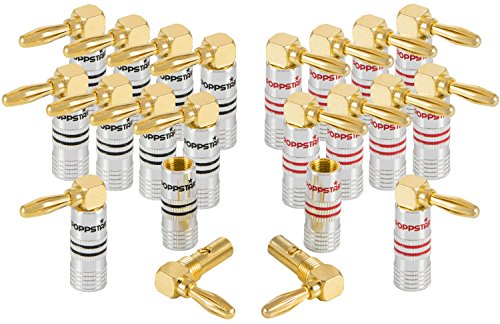 Poppstar 20X High End Bananenstecker Gewinkelt (Bis 6 Mm², 24K Vergoldete Kontakte, 10X Schwarz, 10X Rot)