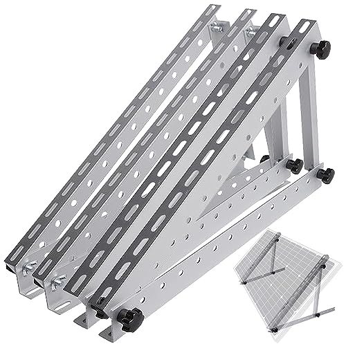 Revolt Solarmodul Alu-Halterung: 2Er-Set Verstellbare Aluminium-Solarpanel-Halterungen, 14,5" / 37 Cm (Pv-Modul Halterung Verstellbar, Ständer Für Sol