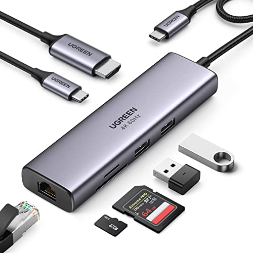 Ugreen Revodok Usb C Hub 7 In 1 Usb C Adapter 4K 60Hz Hdmi, Ethernet, Pd 100W, Sd & Tf, 2*Usb A 5Gbps Ports, Usb C Docking Station Kompatibel Mit Ipho