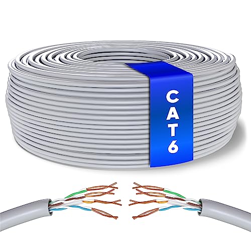 Mr. Tronic 75M Ethernet Netzwerkkabel Cat 6, Lan Netzwerkkabel Für Schnelle & Zuverlässige Internet, Awg24 Massenkabel Cat 6 | Bulk Kabel 1 Gbps, 250 