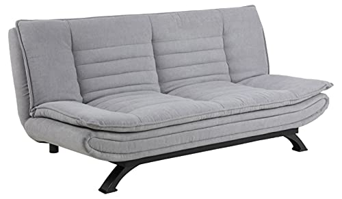 Ac Design Furniture Jasper Bettcouch Hellgrau/Schwarz, Schlafsofa Mit 3 Liegepositionen, Moderner 3-Sitzer Ohne Armlehne, Gepolstert Mit Schwarzen Met