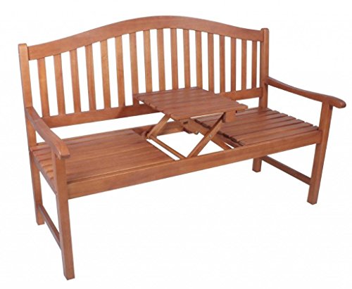Garden Pleasure Bank Phuket Mit Hochklappbarem Tisch Outdoorbänke, Holz, Braun