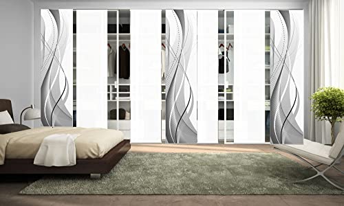 Wohnfuehlidee 7Er-Set Schiebegardine Wuxi Blickdicht, Grau, 245 X 60 Cm