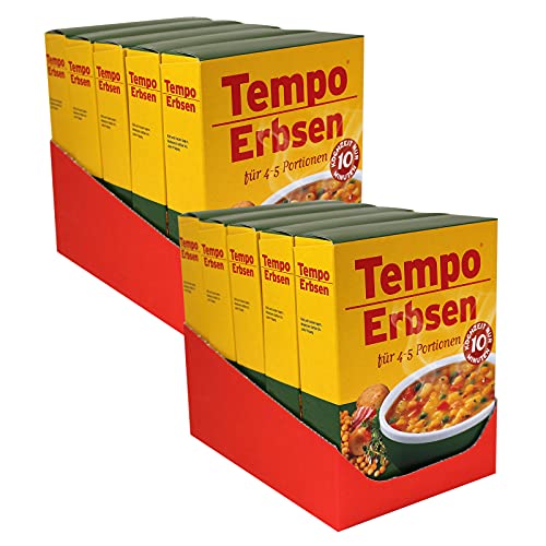 10Er Pack Tempo Erbsen 10 X 225 G Für 4 - 5 Portionen 10 Minuten Kochzeit Gelbe Erbsen Erbsengericht Getrocknete