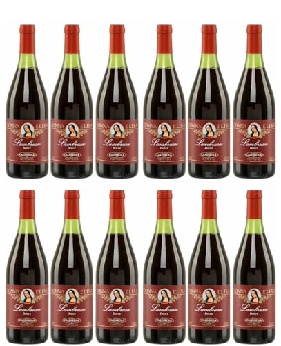 Lambrusco Donna Lisa 12X 0,75L Caldirola | Roter Perlwein Aus Italien | +20Ml Jassas Olivenöl