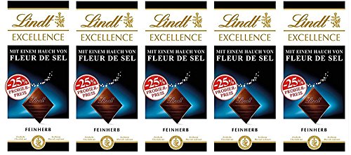 Lindt Excellence Fleur De Sel, Feinherbe Schokolade Mit Meersalz, 5Er Pack (5 X 100 G)