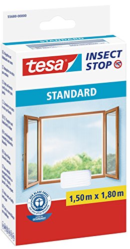 Tesa Insect Stop Standard Fliegengitter Für Fenster - Insektenschutz Zuschneidbar - Mückenschutz Ohne Bohren - 1 X Fliegen Netz Weiß - 150 Cm X 180 Cm
