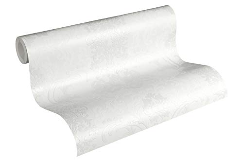 Livingwalls Vliestapete Mit Glitter Neue Bude 2.0 Tapete Mit Ornamenten Barock 10,05 M X 0,53 M Weiß Made In Germany 361661 36166-1