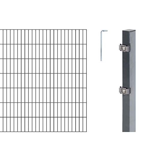 Alberts, Anthrazit Gah 652906 Doppelstabmattenzaun Als 22 Tlg. Zaun-Komplettset Wahlweise In Verschiedenen Farben | Kunststoffbeschichtet, 140 Cm | Lä