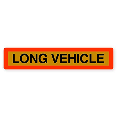 'Long Vehicle' Schild Auf Aluminium | Gelb Und Rot-Orange | Zwei Größen (1265Mm X 225Mm Bzw 2X 525Mm X 250Mm) | Reflexionsklasse Ra1/A | Heckwarntafel