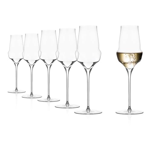 Stölzle Lausitz Champagner Glas Cocoon/Elegantes Champagner Gläser Set 6-Teilig/Hochwertige Sektgläser Aus Kristallglas/Aperitif Gläser/Prosecco Gläse