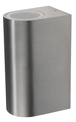 Chilitec Wandleuchte Aussen - Ip44 Außenwandleuchte Mit 2X Gu10 Fassung Wandlampe Beleuchtung Für Haus, Garten, Hof, Weg Edelstahl Poliert