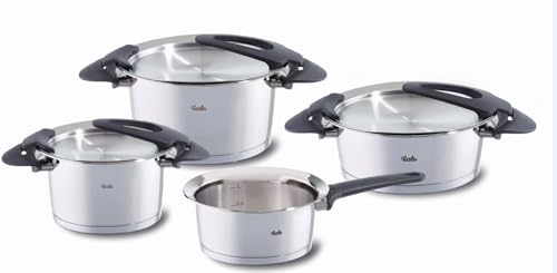 Fissler Intensa / Edelstahl-Topfset, 4-Teilig, Töpfe Mit Metall-Deckel (2 Kochtöpfe, 1 Bratentopf, 1 Stielkasserolle-Deckellos) - Induktion