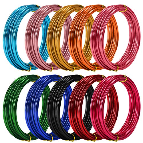 Belle Vous Aluminium Draht Schmuckdraht Basteldraht Bunt (10Stk) – Aluminiumdraht Stärke 10 Aludraht Rollen 5M – 10 Farben – Biegsamer Metalldraht Bie