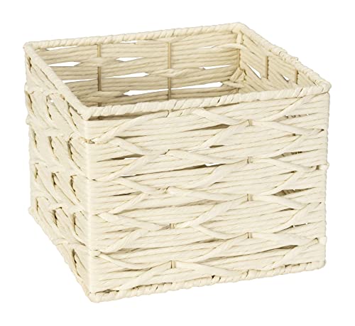 Wenko Badbox Vabriano, Aufbewahrungskorb Aus Papier-Geflecht, Zur Bad- Und Büro-Aufbewahrung, 24 X 18,5 X 24 Cm, Boho-Style, Quadratisch, Beige