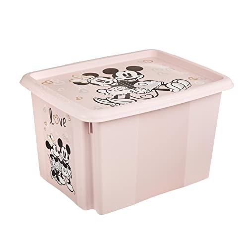 Keeeper Minnie Maus Aufbewahrungsbox Mit Deckel, Dreh- Und Stapelbar, Für Kinder, 30 L, Karolina, Nordic Pink