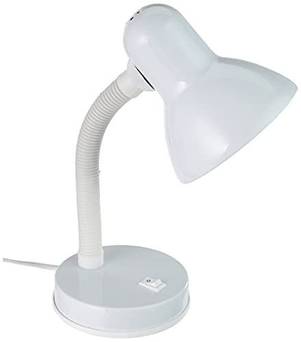 Eglo Tischlampe Basic, 1 Flammige Tischleuchte, Schreibtischlampe Aus Stahl Und Kunststoff, Farbe: Weiß, Fassung: E27