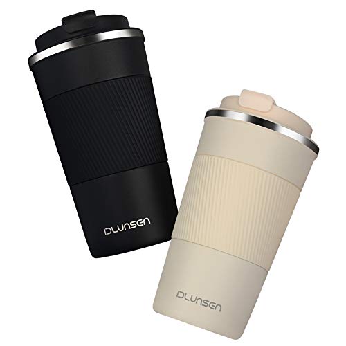 Dlunsen Thermobecher Kaffeebecher To Go, Doppelwandig Reisebecher, Isolierung Edelstahl Mit Auslaufsicher Deckel Isolierbecher Travel Mug, Kaffeetasse