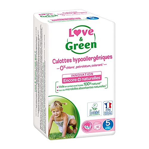Love & Green Windelhöschen, Hypoallergen, Größe 5, 1 Packung - 18 Stück