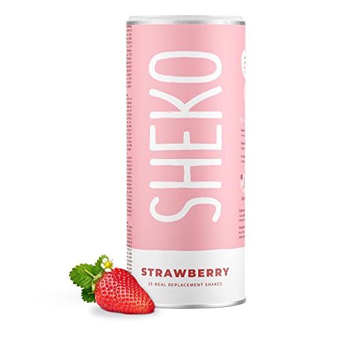 Sheko Strawberry Erdbeere Mahlzeitersatz Shake - 25 Shakes Pro Dose - Proteinreich, Glutenfrei & Natürlicher Geschmack - Diät Shakes Zum Abnehmen