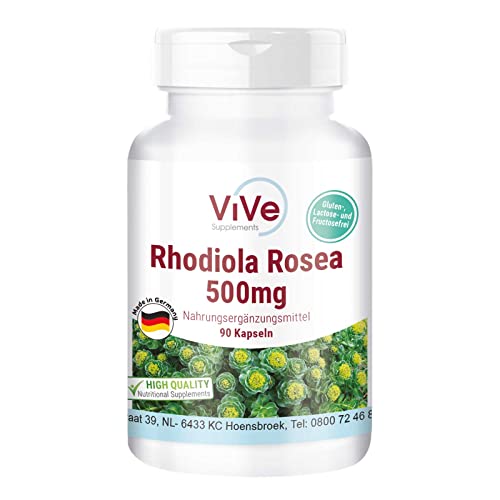 Rhodiola Rosea Extrakt 500 Mg - 90 Kapseln - 3% Rosavin Und 1% Salidrosid - Hochdosiert Und Vegan | Qualität Aus Deutschland Von Vive Supplements