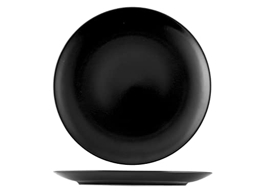 H&H Set 6 Piatti Piani Denver In Stoneware Nero Cm 26