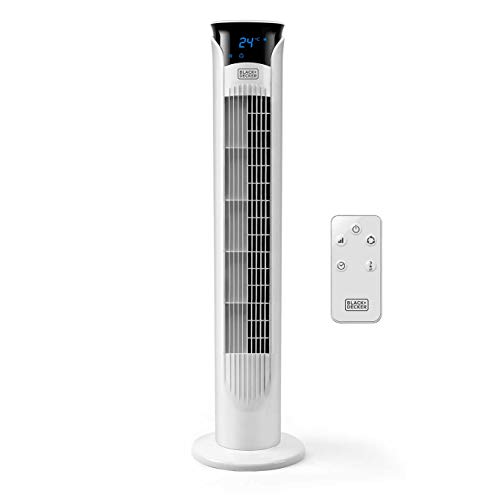 Black + Decker Bxeft48E - Digitaler Oszillierender Turmventilator Mit Fernbedienung, 81 Cm Hoch, 3 Geschwindigkeitsstufen, 3 Modi, Zeitschaltuhr 12 H,