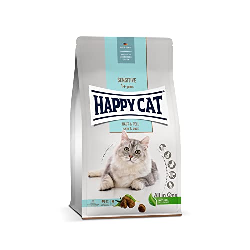 Happy Cat 70599 - Sensitive Haut & Fell - Katzen-Trockenfutter Mit Huhn Für Hautsensible Katzen Und Kater - 300 G Inhalt