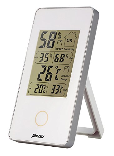 Alecto Ws-75 - Digitales Thermometer/Hygrometer, Misst Die Temperatur Und Luftfeuchtigkeit In Innenräumen, Batteriebetrieben, Lcd-Anzeige, Weiß