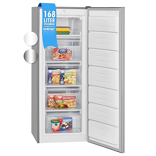Bomann® Gefrierschrank | Tiefkühlschrank | Freezer | Nutzinhalt 168 Liter | Wechselbarer Türanschlag | 4 Sterne Gefrierraum | Gs 7340 Inox