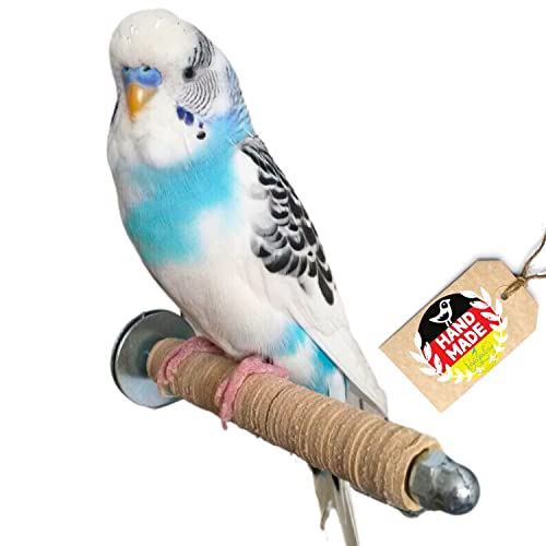 Vogelgaleria Sitzstange Für Wellensittiche, Weiche Sitzstange, Therapeutische Sitzstange Mit Bio-Leder Anpassbar - Vogelzubehör